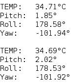 mpu quaternions testing output