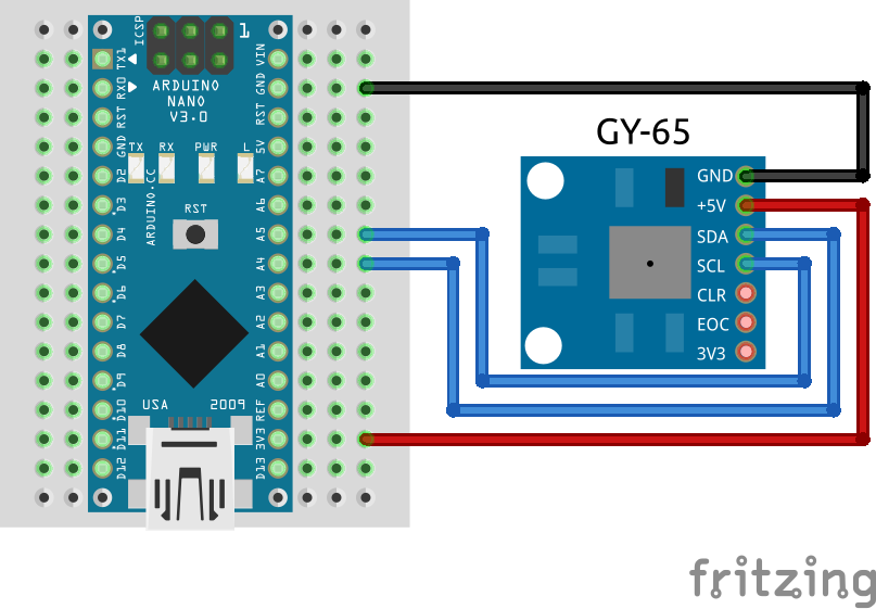 Arduino Nano wiring with GY-65 module