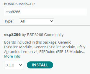 Arduino IDE - ESP8266 board manager