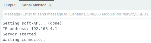 Serial Monitor output for ESP8266 TCP server setup