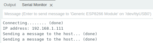 Serial Monitor output for ESP8266 TCP client setup