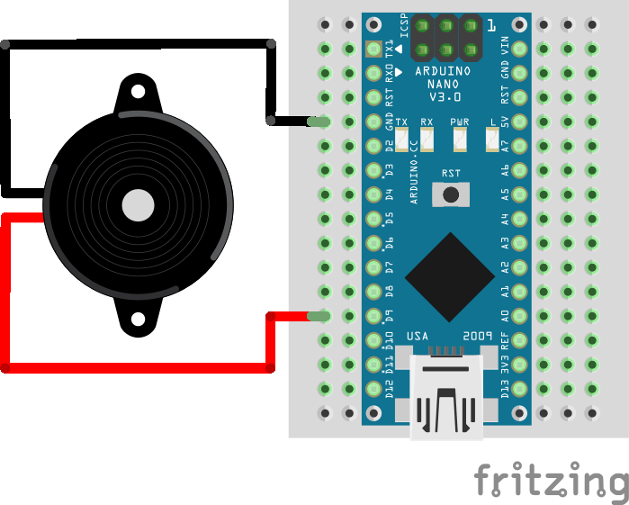 Buzzer wiring with Arduino Nano