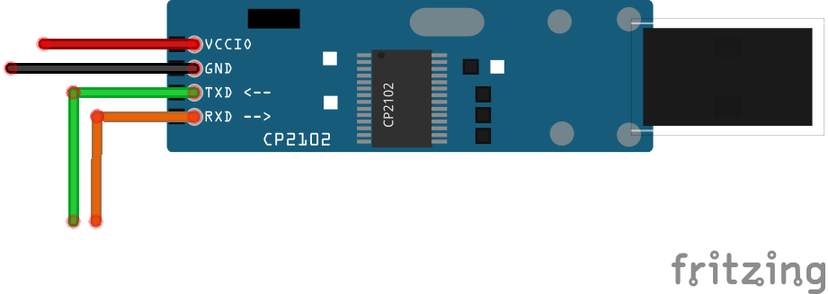 CP2102 pinout and wiring