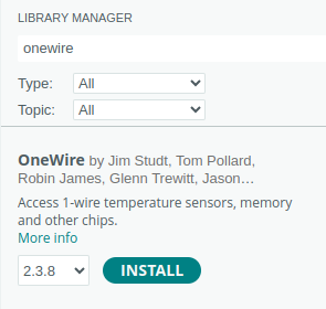 OneWire Arduino library installation