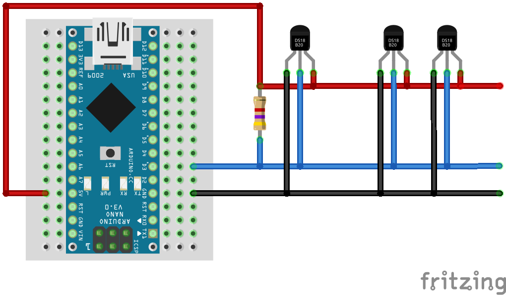 Arduino Nano wiring with DS18B20 in Standard Mode