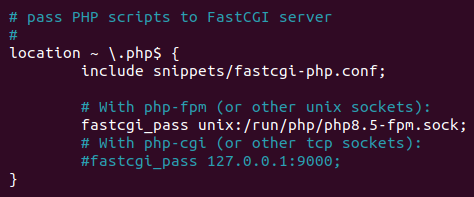 Nginx with PHP 8.5 FPM configuration
