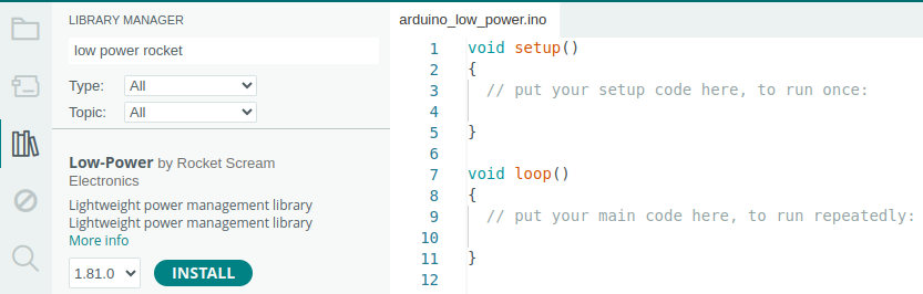 Low Power library install in Arduino IDE